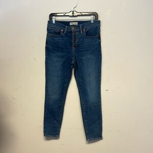 Madewell 9” mid-rise skinny crop blue denim jeans size 28